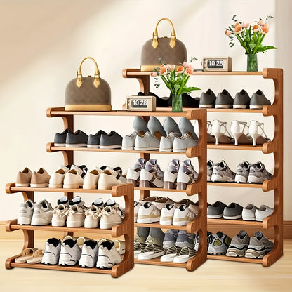 Widened Reinforced Bamboo Shoe Rack 3/5/6 Tier – Multi-Layer Shoe Organizer with Independent Sorting, Space-Saving Design for Entryway, Living Room, Bedroom & Garage