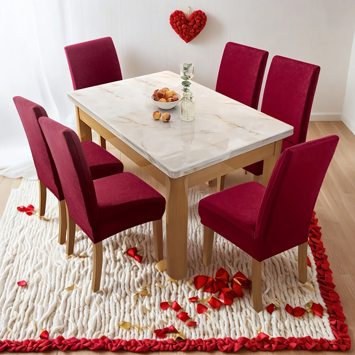 Dining Chair Covers Set of 4 6 Stretch Jacquard Slipcovers, Elastic Chair Cover for Dining Room Kitchen Wedding Office Living Room, Washable Furniture Protector in 9 Colors