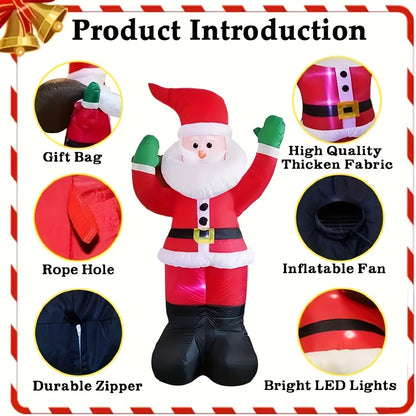 5ft Inflatable Snowman Christmas Yard Decoration with Rotating LED Lights, Giant Outdoor Inflatable Christmas Decor for Lawn Garden Home Party, Built-in Fan, Stakes & Sandbags Included, 59 Inch