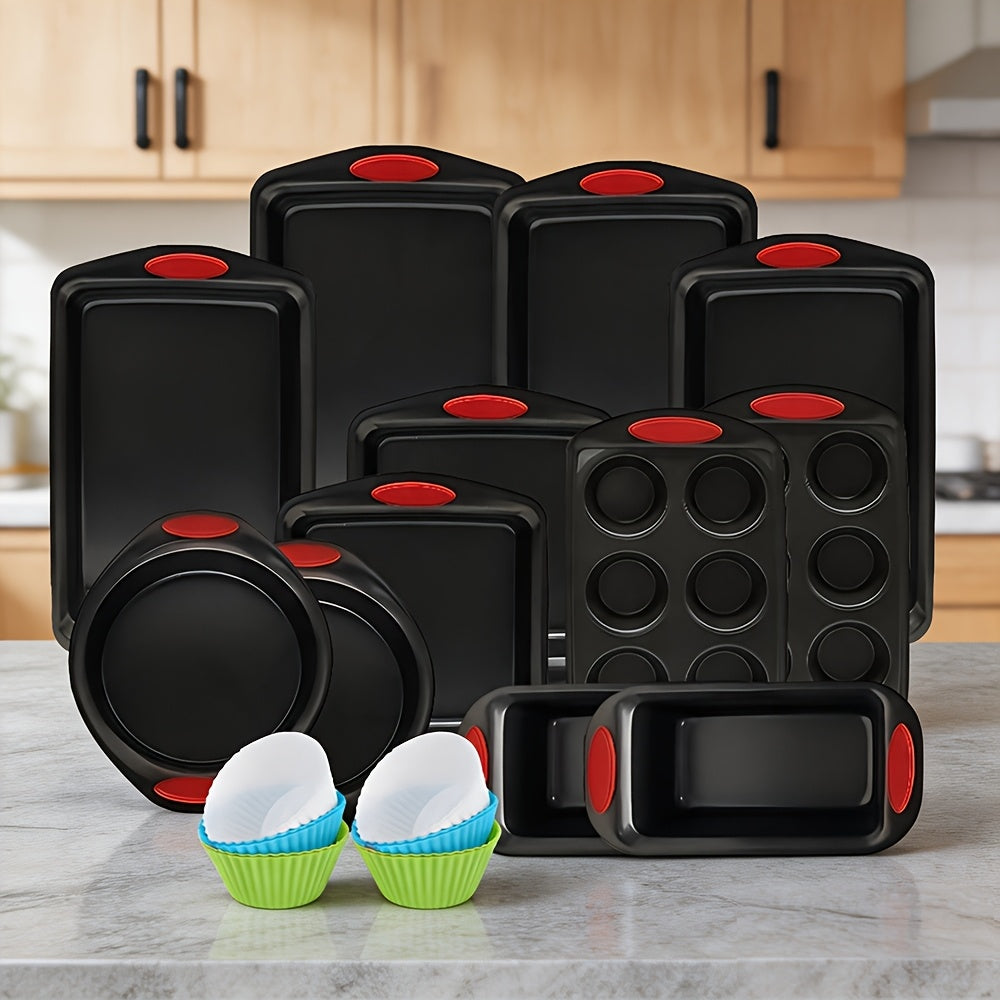 Nonstick Bakeware Set with Baking Pans – Oven-Safe Baking Sheets, Cake Pan, Muffin Pan, Loaf Pan, Roast Pan & Cookie Sheet – Complete Kitchen Baking Supplies with Rack, Whisks & Spatulas (2–24pcs)
