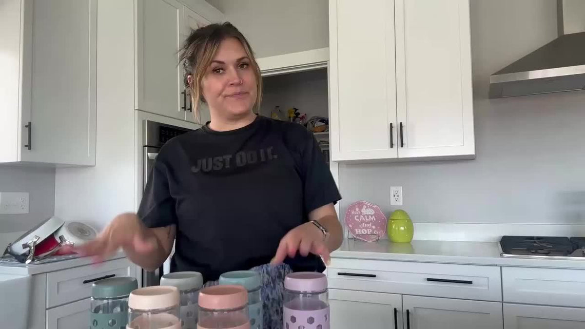 Airtight Glass Food Storage Jars with Silicone Sleeves 6 Pack – 16oz Moisture-Proof Pantry Canisters for Tea Grains Nuts Snacks & Yogurt, Leak-Proof Kitchen Organization Containers with Lids