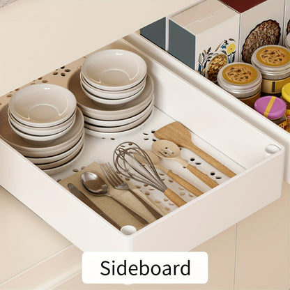 Slide-Out Cabinet Organizer 2 Pack, No-Drill Pull Out Shelf for Kitchen Pantry Bathroom, Retractable Under Sink Storage Rack, Removable Sliding Bin Drawer Organizer for Cabinets
