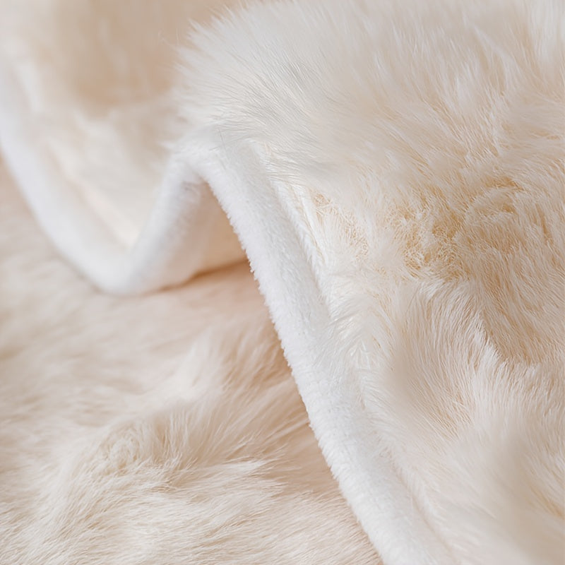 Faux Rabbit Plush Sofa Cover Winter Warm Thickened Anti-Slip Furniture Protector – Soft Pet-Friendly Couch Cover for Living Room Bedroom Office, 4 Colors