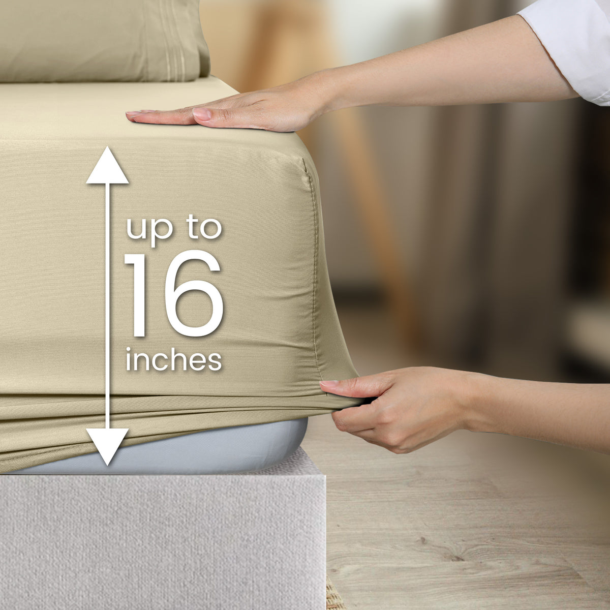 1800 Series Bed Sheets Set 4 Pieces – Brushed Microfiber Deep Pocket Sheet Set with Pillowcases, Cooling & Breathable Bedding for All Seasons, Fade Resistant, Fits Mattresses Up to 16 Inches