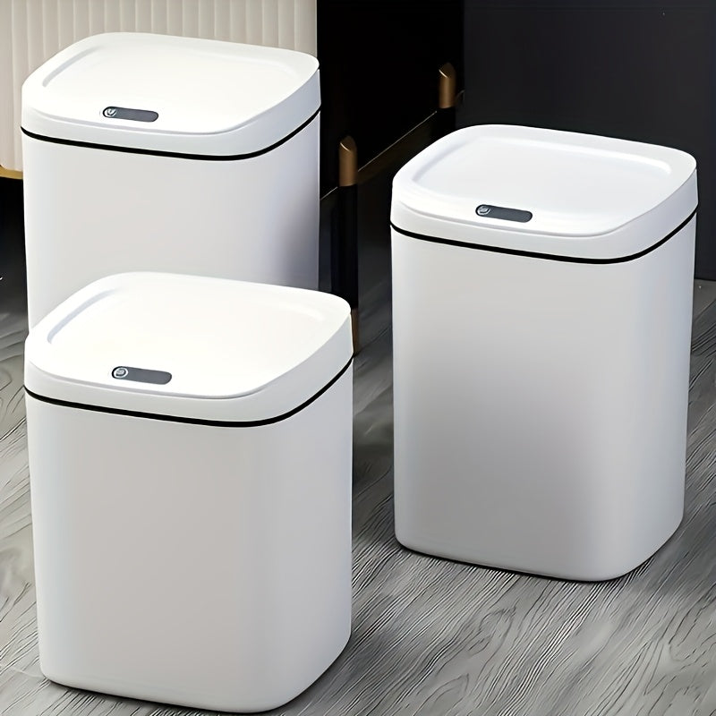 Motion Sensor Trash Can Small Touchless Lidded Smart Waste Bin – 3 to 4 Gallon Automatic Sensor Garbage Can for Bathroom, Kitchen, Office & Home, Minimalist Design