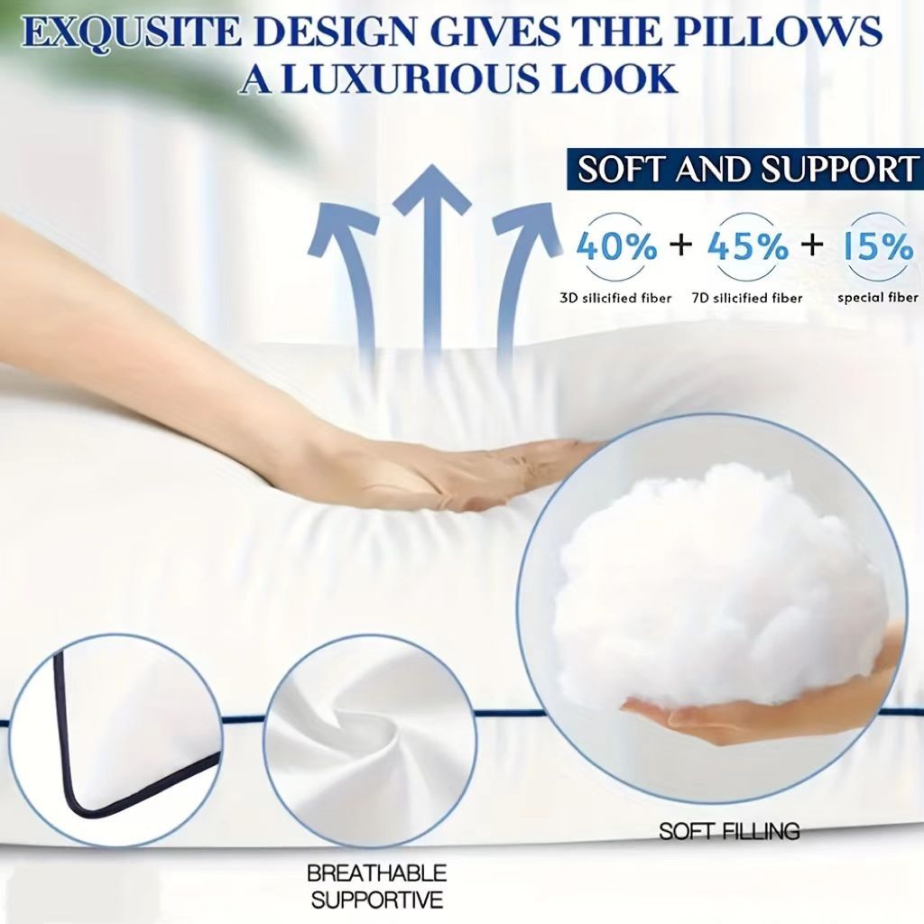 Queen Size Bed Pillows for Sleeping Set of 2 or 4 – Cooling Hotel Quality Down Alternative Pillow 20x30in, Soft Neck Relief Support for Back Stomach Side Sleepers, Breathable & Hypoallergenic