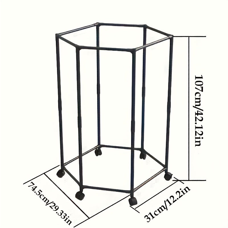 Rotating Clothes Rack Hexagonal – Freestanding 360° Rotary Vertical Clothing Hanging Rack for Laundry Room Bedroom, Space Saving Garment Organizer for Small Apartment, Black or White with Optional Mesh Bag