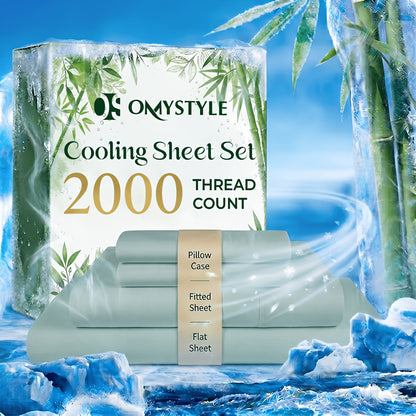 Bamboo Cooling Bed Sheet Set Twin Full Queen King - Breathable Moisture-Wicking Soft Sheets for Hot Sleepers, 4-Piece with Fitted Sheet Flat Sheet Pillowcases, 9 Colors
