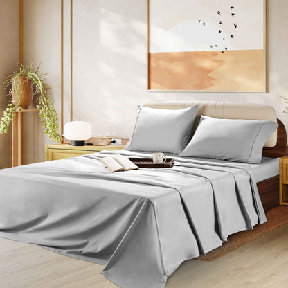 1000 Thread Count Egyptian Cotton Sheet Set Sateen Weave Deep Pocket 16 Inch Fitted Sheet Flat Sheet Pillowcases Soft Breathable Luxury Bedding Twin Full Queen King Grey Ivory White