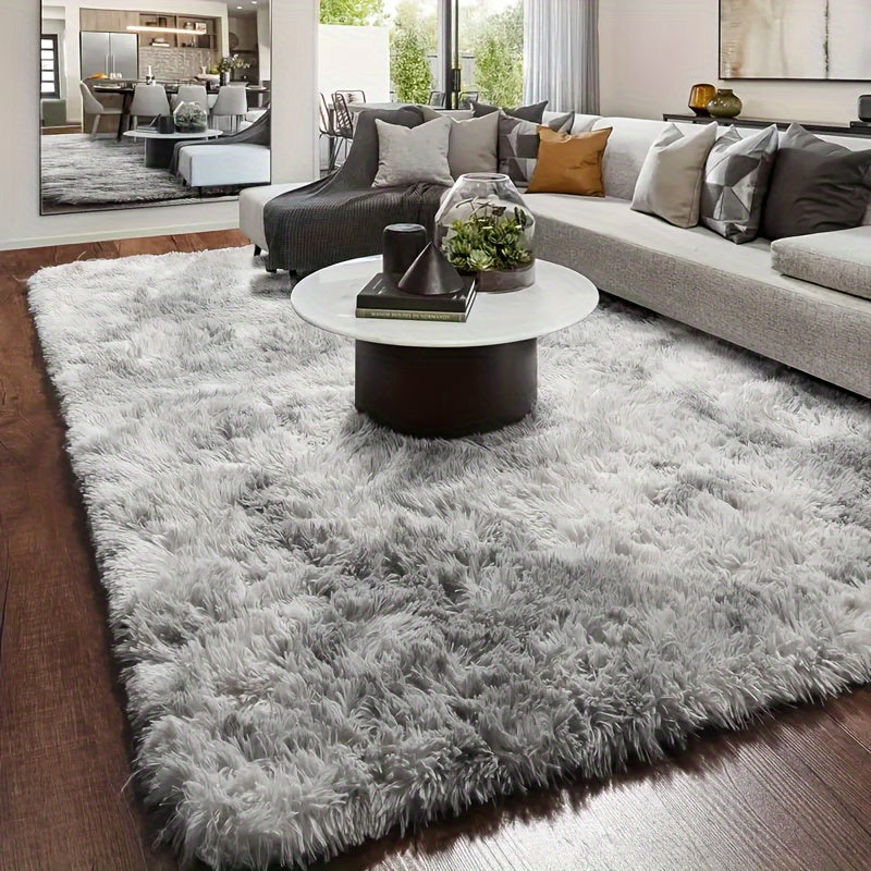 Fluffy Area Rug Non-Slip Soft Plush Carpet for Living Room Bedroom Kitchen Bathroom – Modern Home Decor Floor Mat Easy to Clean – Multiple Sizes & Colors Coffee Gray Black