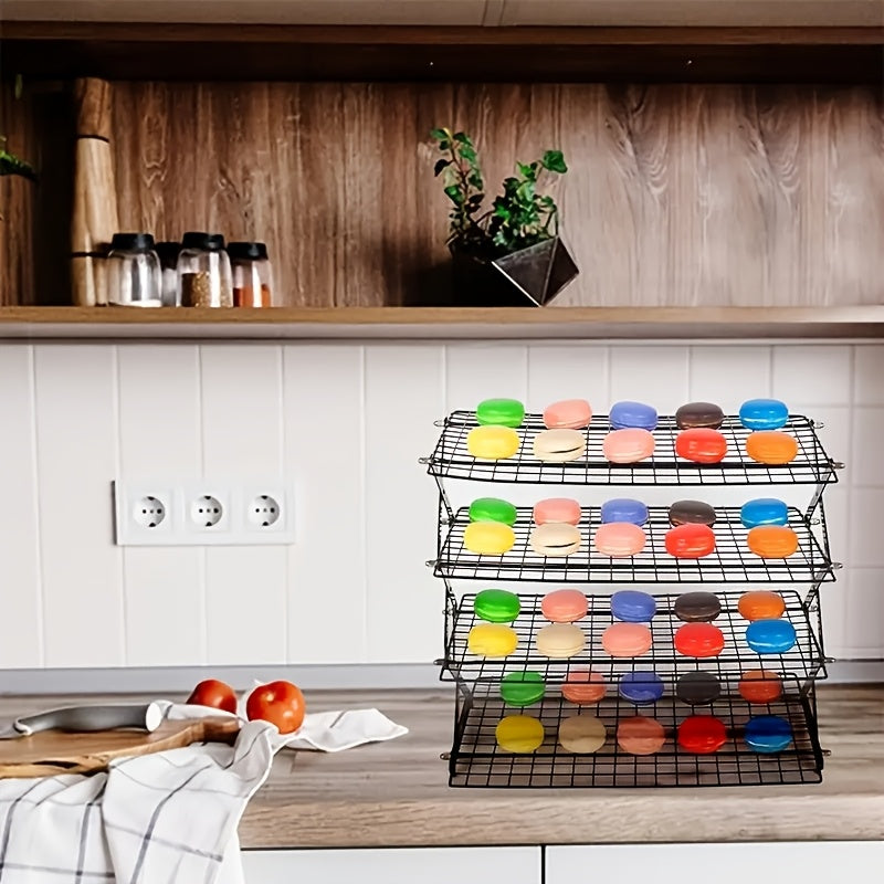 Collapsible Baking Cooling Rack 3 or 4 Tier – Stackable Metal Wire Rack for Baking Trays with Adjustable Settings, Baking Tools Set & Camping Grill for Cooking, Cooling & Cake Drying