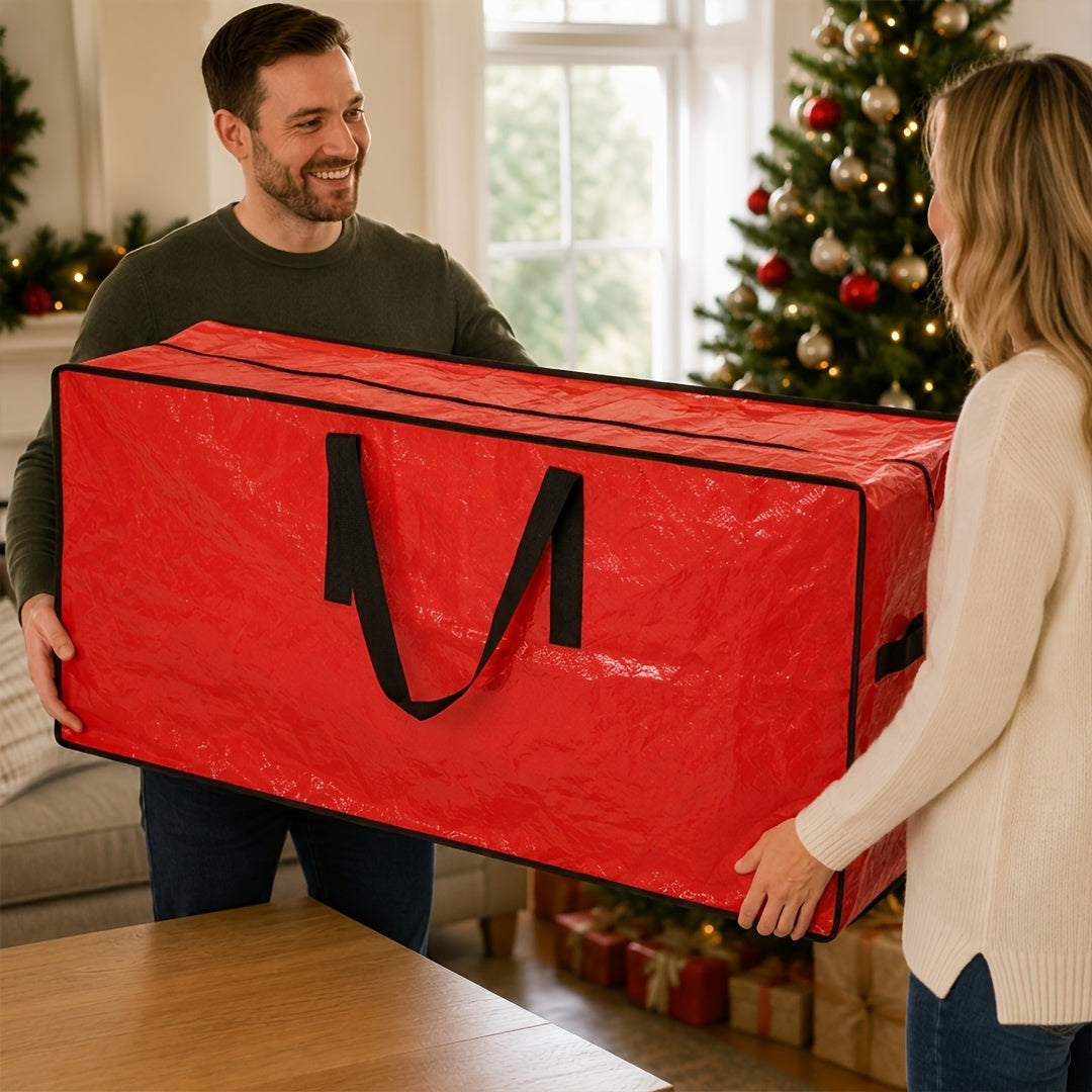 Christmas Tree Storage Bag PVC Extra Large – Fits Trees Up to 7.5 Feet, Durable Waterproof Material with Double Zippers & Strong Handles, Xmas Holiday Tree Organizer, Red