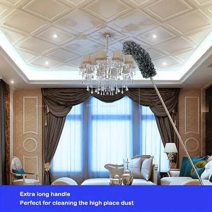 Ceiling Duster Mop Adjustable Bendable Microfiber Washable Reusable Cleaning Tool for High Ceilings Fans Furniture Cars - Extendable Long Handle Cobweb Duster for Home