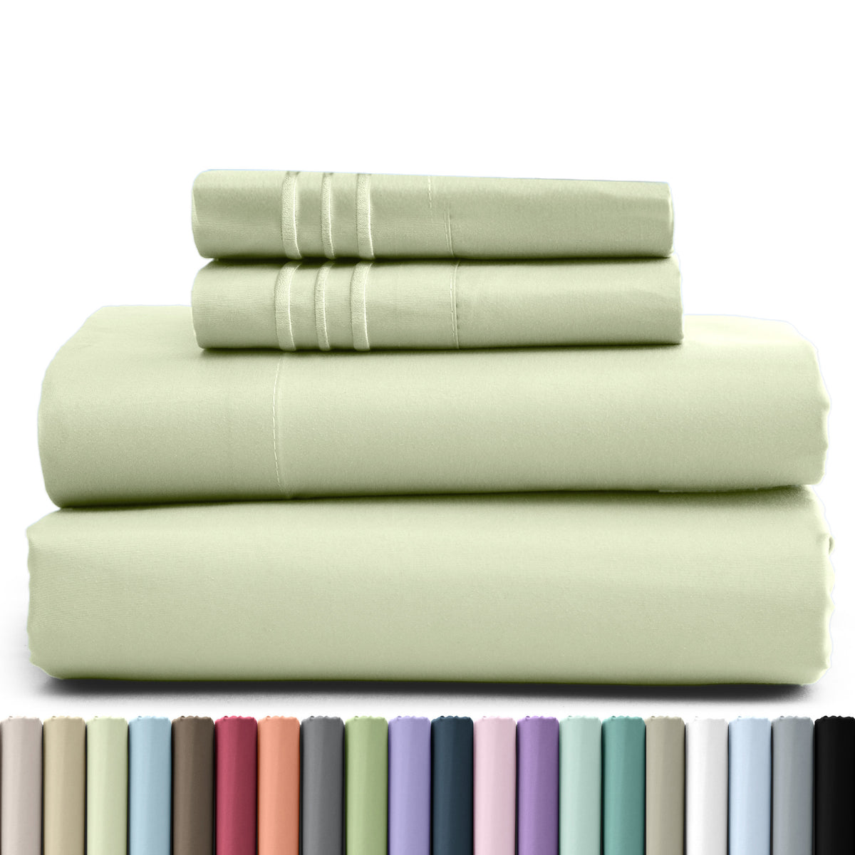 1800 Series Bed Sheets Set 4 Pieces – Brushed Microfiber Deep Pocket Sheet Set with Pillowcases, Cooling & Breathable Bedding for All Seasons, Fade Resistant, Fits Mattresses Up to 16 Inches