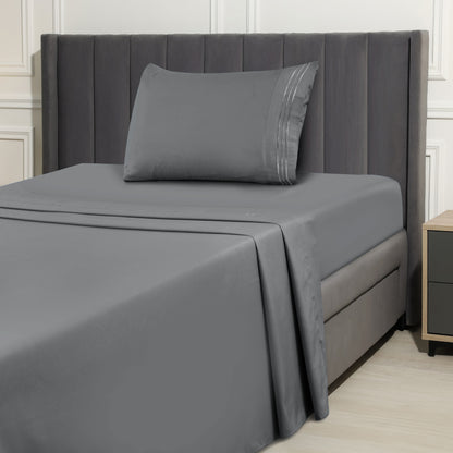 1800 Series Bed Sheets Set 4 Pieces – Brushed Microfiber Deep Pocket Sheet Set with Pillowcases, Cooling & Breathable Bedding for All Seasons, Fade Resistant, Fits Mattresses Up to 16 Inches