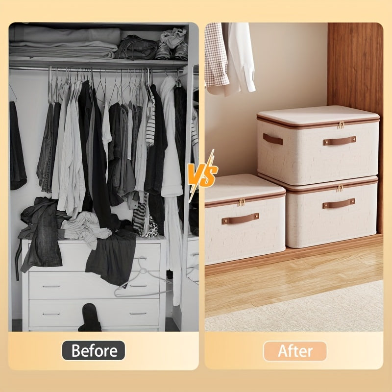 Foldable Storage Bins with Lids 2 Pack Large Capacity Collapsible Organizer for Clothes, Blankets, Books, Toys & Under-Bed Storage – Space Saving Home Storage Solution