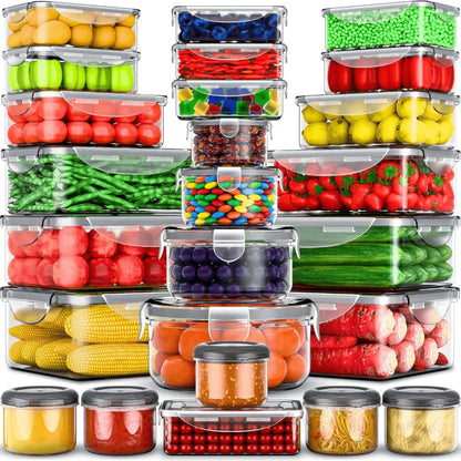 Food Storage Containers with Lids Set – Stackable Meal Prep Containers, Leakproof, Microwave & Freezer Safe, BPA-Free Plastic, 12/24/48/50 Piece Sets for Leftovers, Fruits & Vegetables