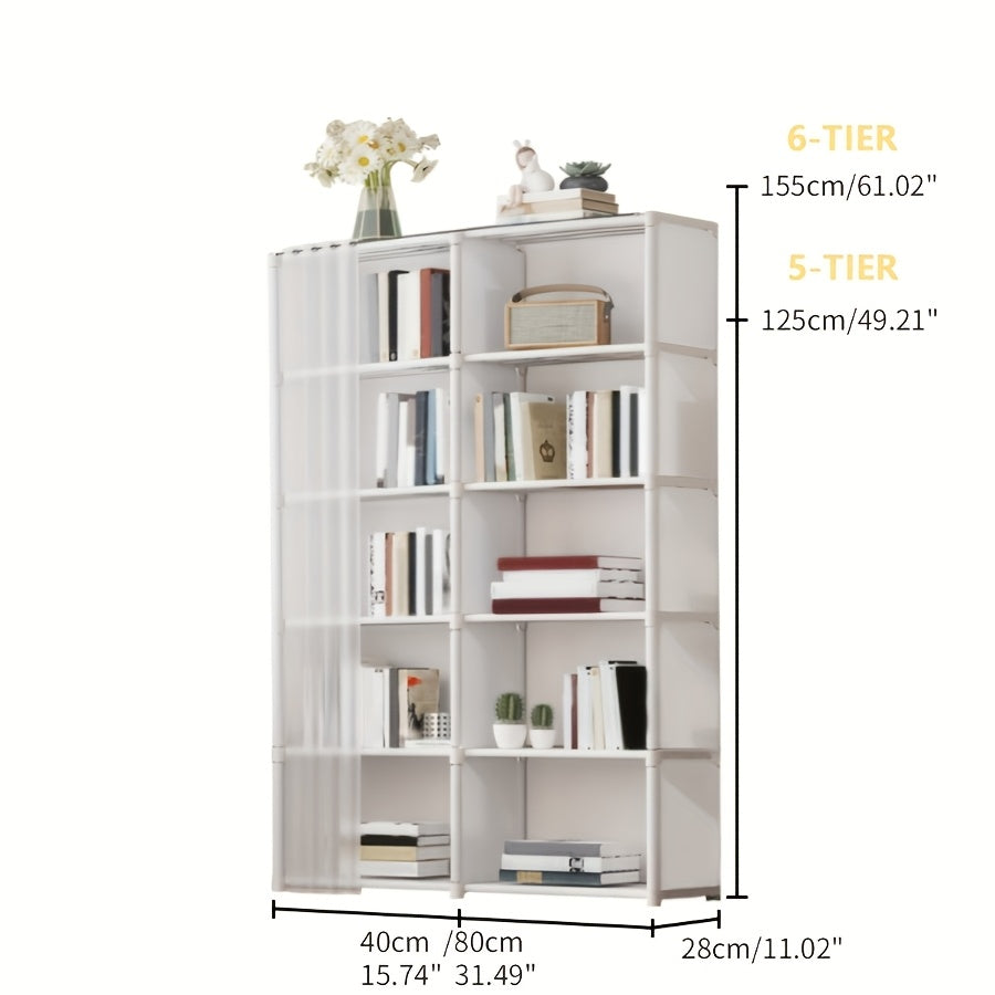6-Tier Multi-Purpose Storage Rack 15.75 Inch Dust-Proof Shelving Unit Easy Assembly Organizer for Clothes, Books & Miscellaneous – Utility Shelf for Office, Bedroom, Living Room, Classroom & Dorm