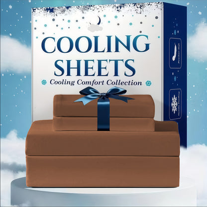 Cooling Bed Sheet Set 3 or 4 Piece Deep Pocket Fitted Sheet Flat Sheet Pillowcase Hotel Luxury Soft Wrinkle Free Twin Full Queen King Size 22 Colors