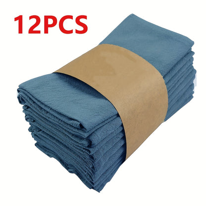 Cloth Napkins Set of 6 or 12 Solid Color Pleated Texture 16x16 Inch Washable Reusable Fabric Napkins for Wedding Dinner Party Banquet Restaurant Kitchen Table Decor