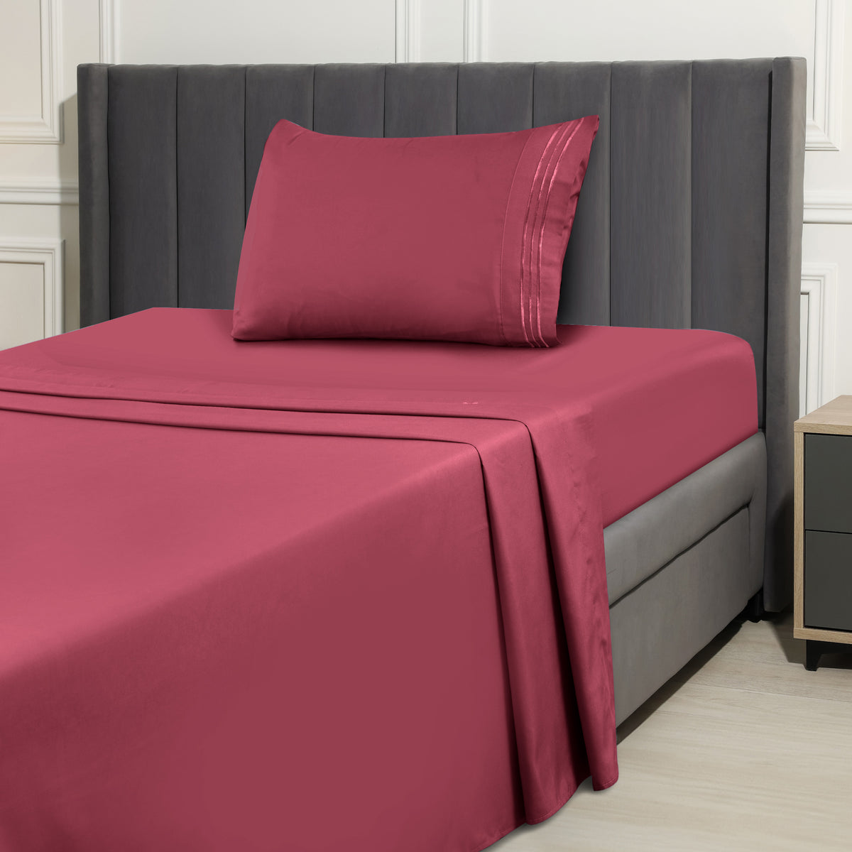 1800 Series Bed Sheets Set 4 Pieces – Brushed Microfiber Deep Pocket Sheet Set with Pillowcases, Cooling & Breathable Bedding for All Seasons, Fade Resistant, Fits Mattresses Up to 16 Inches