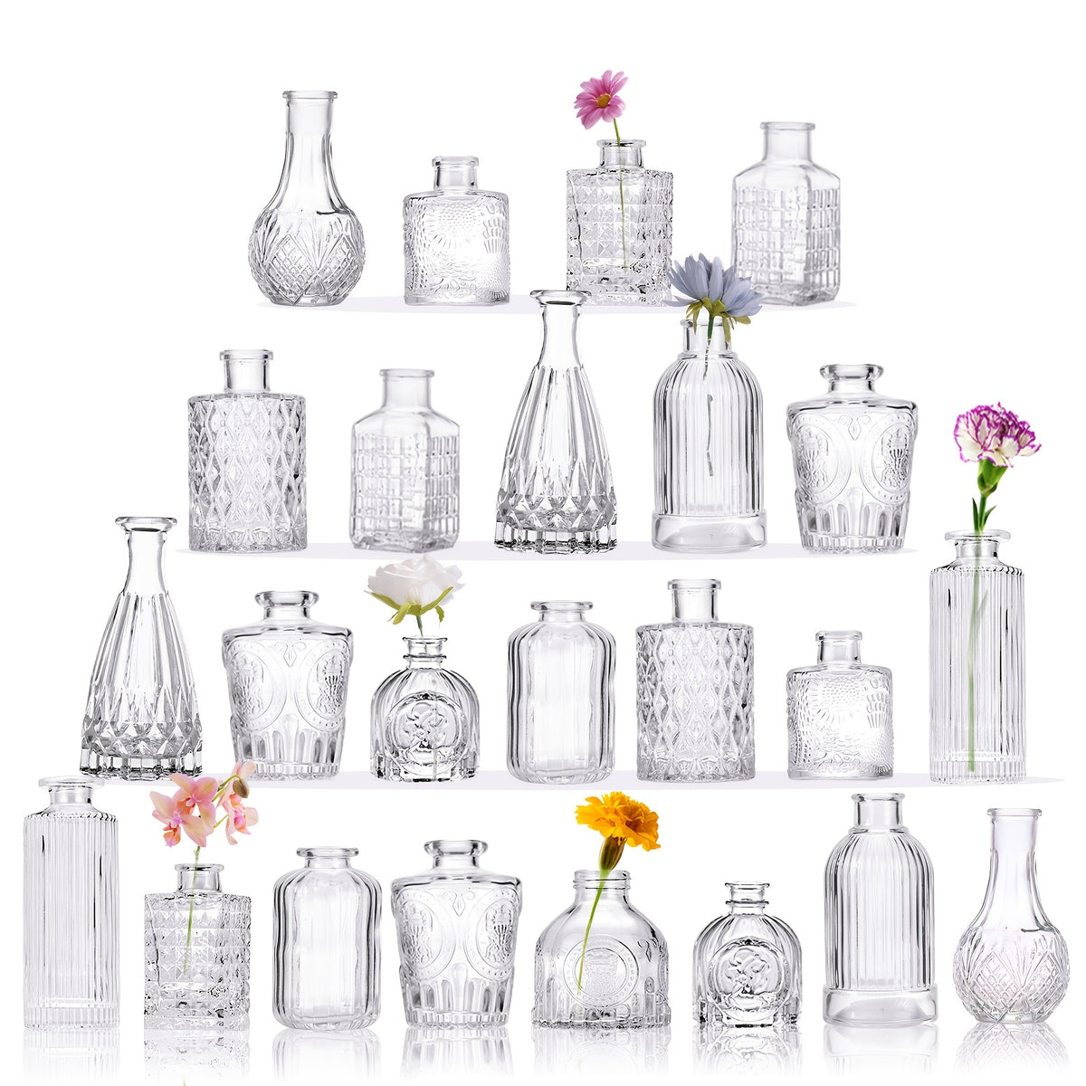 Mini Clear Bud Vases Set - Bulk Small Glass Flower Vases for Wedding Centerpieces, Party Table Decorations, Birthday Anniversary Home Decor, 12 30 43 52 Pcs Available