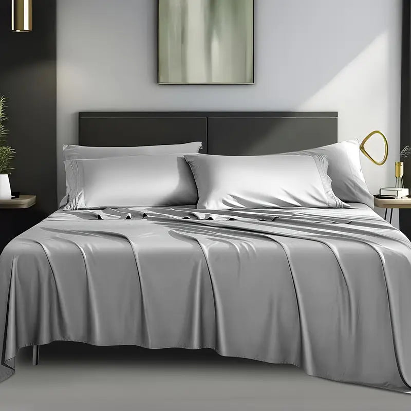Cooling Bamboo Bed Sheet Set 4-Piece 2200TC – 16" Deep Pocket Silky Soft Breathable Luxury Bedding Flat Sheet Fitted Sheet & Pillowcases Twin Full Queen King in 11 Colors