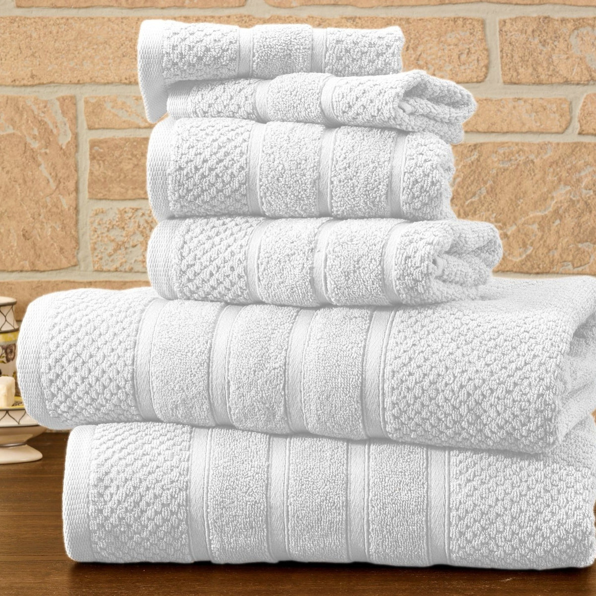 Egyptian Cotton Towel Set 6 Piece – 650 GSM Luxury Bath Towels with Zero Twist Loops, Ultra Soft & Highly Absorbent, Includes 2 Bath Towels, 2 Hand Towels & 2 Washcloths for Bathroom Spa Experience