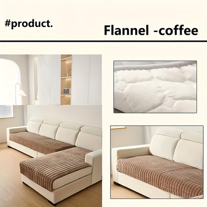 Quilted Velvet Sofa Cover 2 Piece Flannel Furniture Protector – Soft Durable Polyester Couch Slipcover All-Season Pet Friendly Machine Washable for Living Room Bedroom Office – White Glam Style