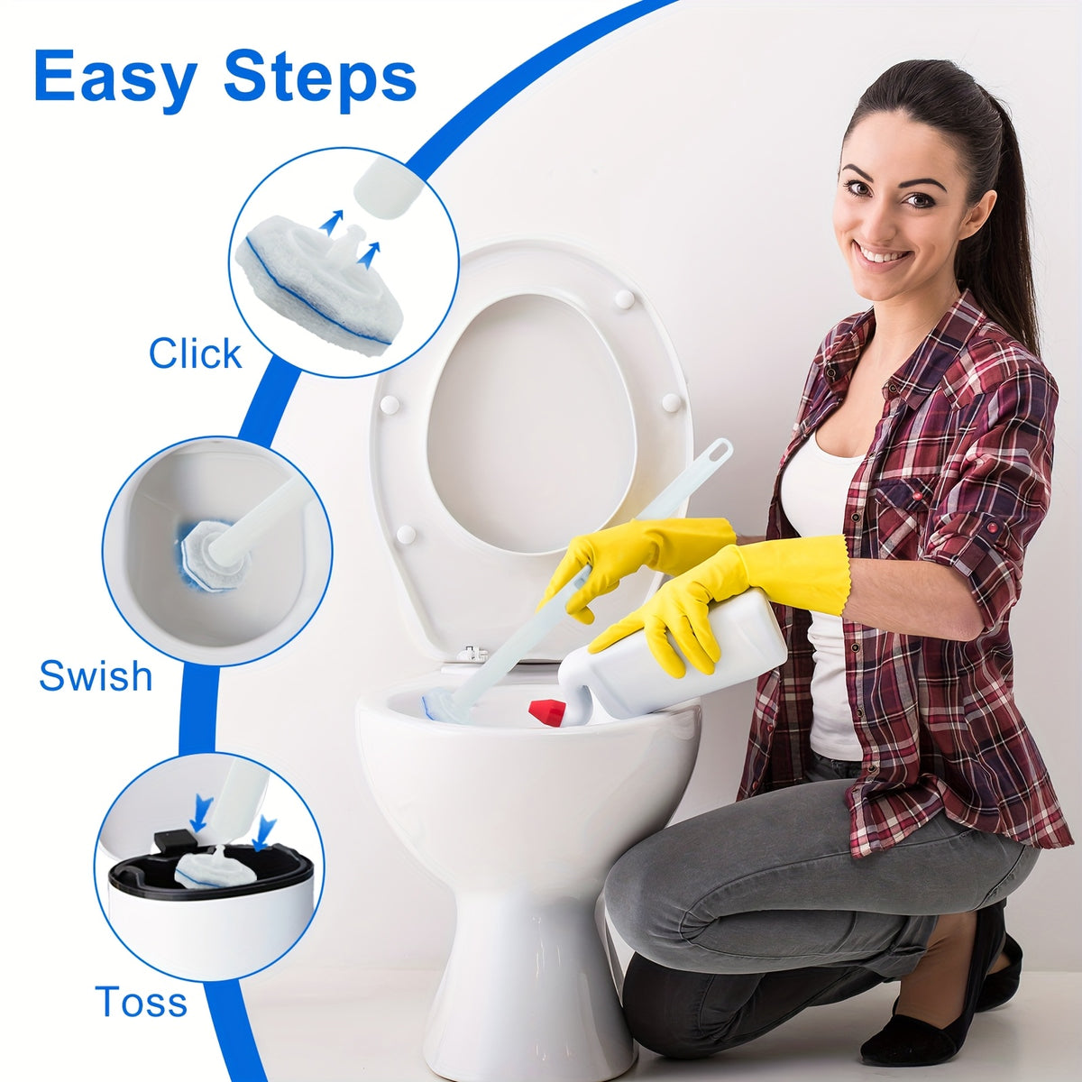 Disposable Toilet Wand Refills Compatible with Clorox Scrubbing Bubbles Wand System, Microfiber Toilet Bowl Brush Replacement Heads for Deep Cleaning, 40 or 80 Count Pack
