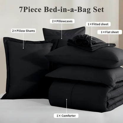 Thin Quilt Comforter Set Twin Full Queen King – Lightweight Breathable Bed in a Bag with Sheets Pillowcases Pillow Shams, All Season Microfiber Bedding Multi-Color