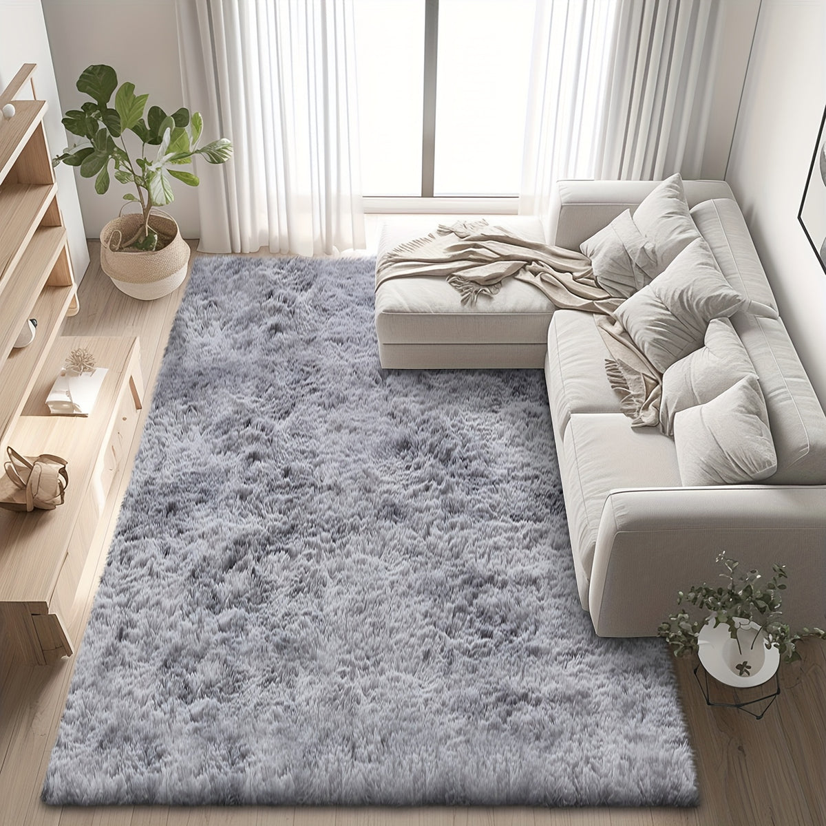 Shaggy Area Rug for Living Room – Ultra-Soft Fluffy Bedroom Carpet, Thick Plush Floor Mat for Home Decor, 5x7 6x9 8x10 9x12 Ft, Tie-Dye & Solid Colors