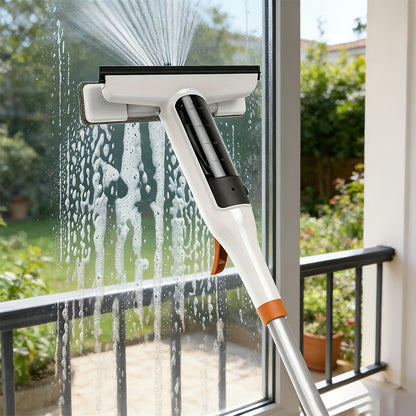 3-in-1 Glass Cleaning Kit with Durable Metal Pole & Scraper - Reach High Windows, Shower Doors & Car Windshields Easily, Essential Home Window Cleaning Tool