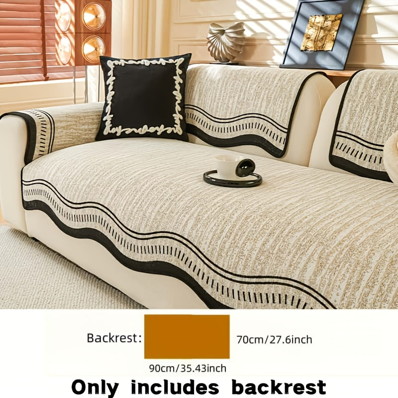 Chenille Sofa Cover Cushion 2 3 4 Seater Non-Slip Anti-Scratch Couch Protector, Premium Minimalist Sofa Slipcover All Season Universal Fit for Living Room Bedroom, Black Grey Beige Coffee