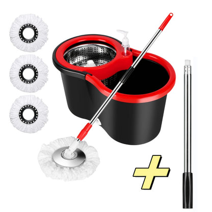Spin Mop and Bucket Set with Wringer – 360° Spin Mop System, 3 Microfiber Replacement Heads & 61" Adjustable Handle for Floor Cleaning, Home & Holiday Cleaning