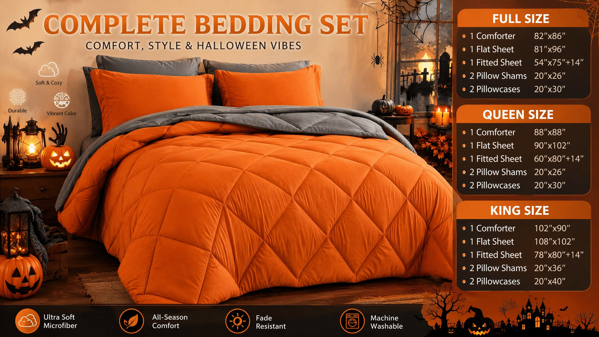 7-Piece Comforter Set Bed in a Bag - Soft Microfiber Down Alternative Comforter with Sheets Pillow Shams All Season Bedding Set Full Queen King, Multiple Colors