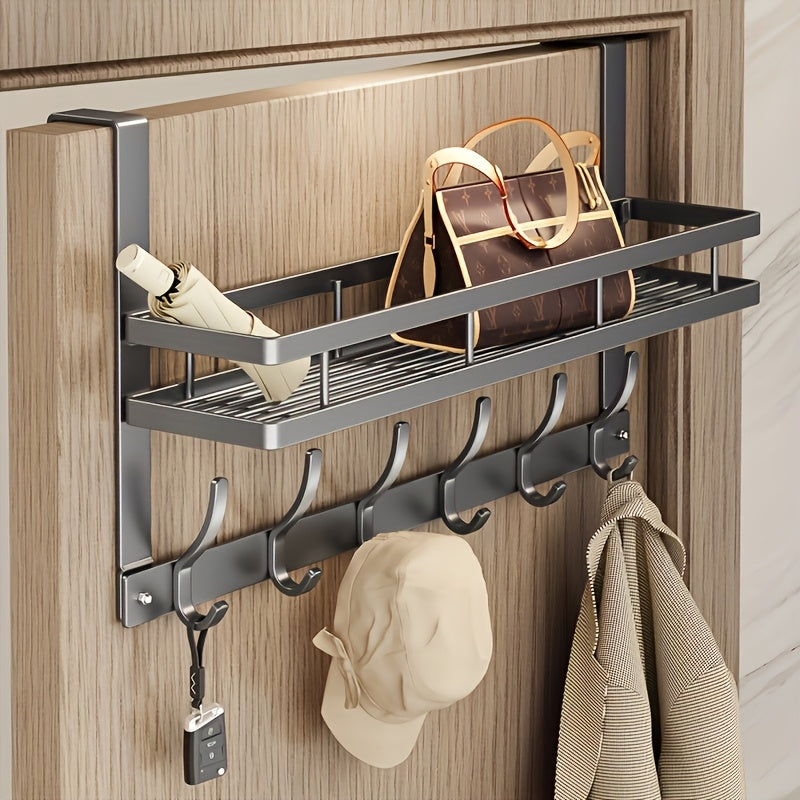 Over the Door Hook Rack - Metal Wall Mounted Coat Hooks for Bedroom Bathroom Kitchen, Space-Saving Door Hanger Organizer with 4 5 6 8 Hooks, Easy Install, Black & Gray Available