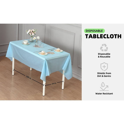 Disposable Plastic Tablecloth 12-Pack – Heavy Duty Table Cover for Parties, 84" Round & 54"x108" Rectangle, 22 Colors for Kitchen Dining Outdoor Events