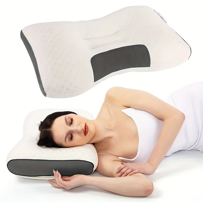 Neck Support Pillow Ergonomic Soft Massage Set of 2 or 4 – Deep Sleep Cervical Pillow with Removable Washable Cover, Shape-Retaining High-Quality Fill for Back Side Stomach Sleepers, Dorm & Home