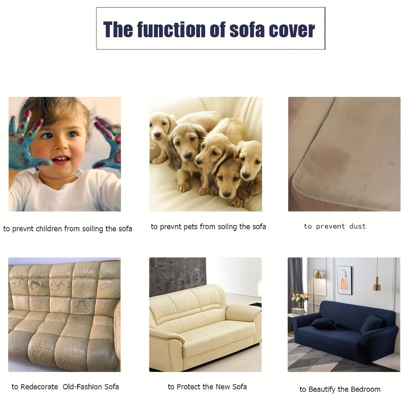 Sofa Cover Elastic Non-Slip Stretch Couch Slipcover for 1 2 3 4 Seater – Cat Scratch Resistant, Breathable Fabric, Fits Living Room, Bedroom & Office – Grey, Black, Red, Navy, Coffee