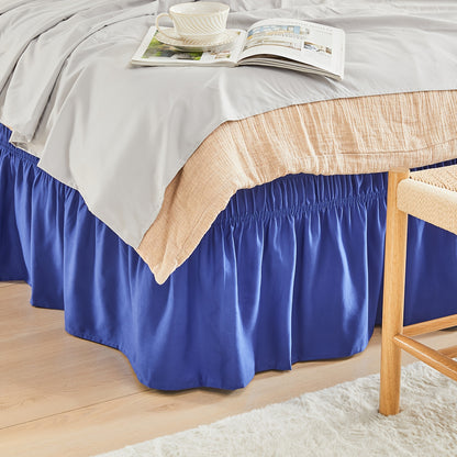 Bed Skirt Wrap Around Elastic – 15 Inch Drop Microfiber Dust Ruffle No Lift Needed Adjustable Hotel Quality Fade Resistant Machine Washable Twin Full Queen King 30 Colors