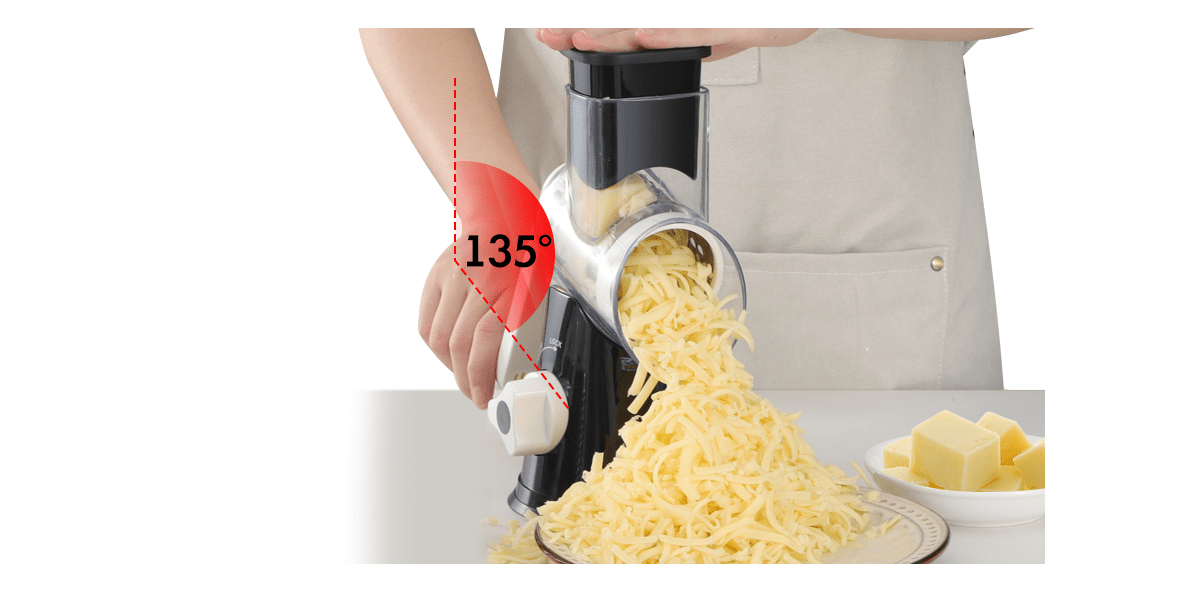 Suction Base Rotary Cheese Grater Hand Crank 3 Stainless Steel Blades BPA Free Touch-Free Shredder for Cheese Vegetables Nuts with Cleaning Brush Multi Color