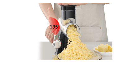 Suction Base Rotary Cheese Grater Hand Crank 3 Stainless Steel Blades BPA Free Touch-Free Shredder for Cheese Vegetables Nuts with Cleaning Brush Multi Color