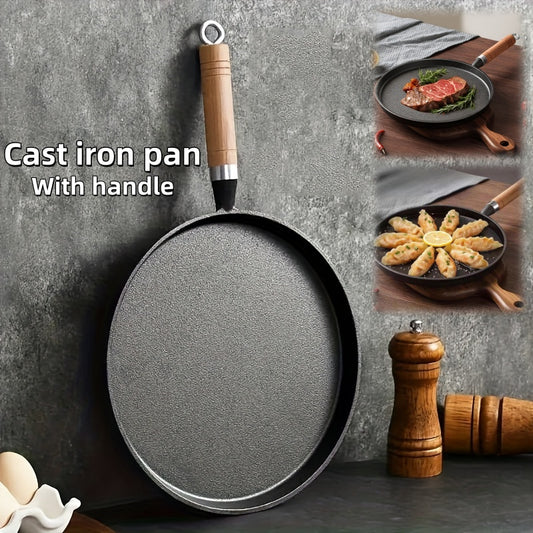 Cast Iron Skillet Non-Stick Flat Pan for Pancakes Eggs Crepes – 8.27 9.45 10.63 Inch, Works on Induction Gas Campfire, Great for Camping & Breakfast
