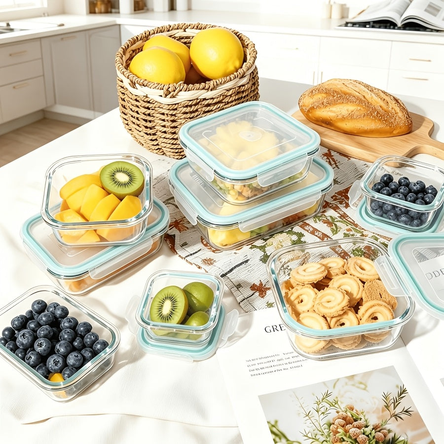 Airtight Glass Food Storage Containers Set with Lids, 16/20 Piece Meal Prep Containers Glass Airtight for Salads Fruits Vegetables Sandwiches, Microwave Oven Freezer Safe Lunch Box Picnic Outdoor