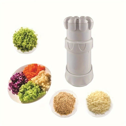5-in-1 Garlic Press with Stainless Steel Blades & Ergonomic Handle – Heavy Duty Garlic Crusher Mincer Peeler Chopper Mixer, Dishwasher Safe Space-Saving Kitchen Gadget, 2 Pack