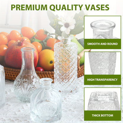 Mini Bud Vases Set 9/12/24/36/54 Pcs Clear Glass Small Flower Vases for Wedding Centerpieces, Birthday Party Anniversary Home Table Decor, Multiple Sizes Bulk Vases for Mother's Day