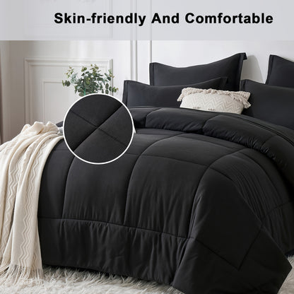 Thin Quilt Comforter Set Twin Full Queen King – Lightweight Breathable Bed in a Bag with Sheets Pillowcases Pillow Shams, All Season Microfiber Bedding Multi-Color