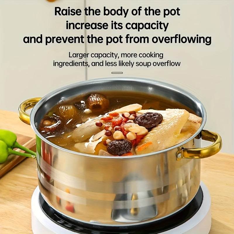 Stainless Steel Cookware Set – Induction Compatible Stockpot & Nonstick Pot with Lid, Double Handle, for Soup, Hotpot, Pasta & Rice, Kitchen Essential, 1, 10 or 12 Piece