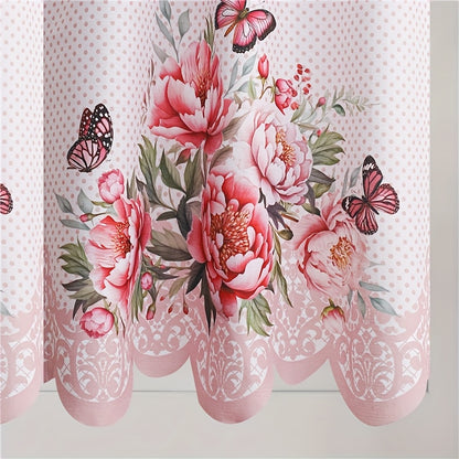 Butterfly Kitchen Curtains 3 Piece Set Floral Sheer Cafe Curtains for Kitchen, Bathroom, Living Room & Bedroom – Lightweight Polyester, 4 Colors, 58x36" + 36x29" Panels